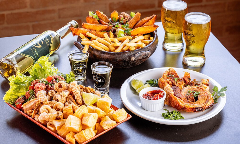 Petiscos variados na cervejaria Reserva do Gerente